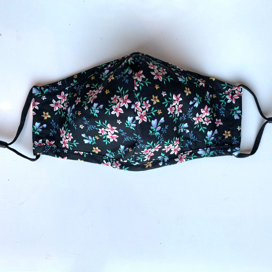 tøyMUNNBIND BLOMSTER SORT