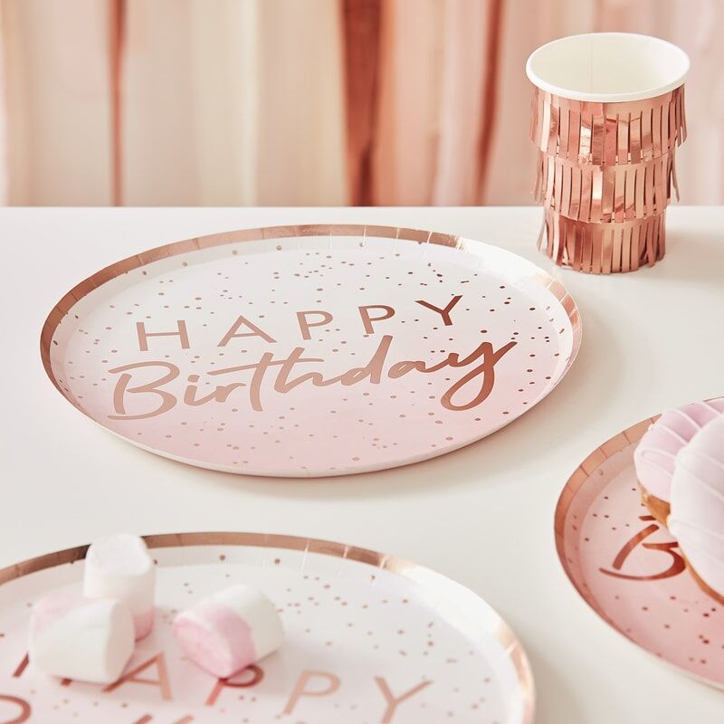 Tallerken - Rosegull og rosa ombre